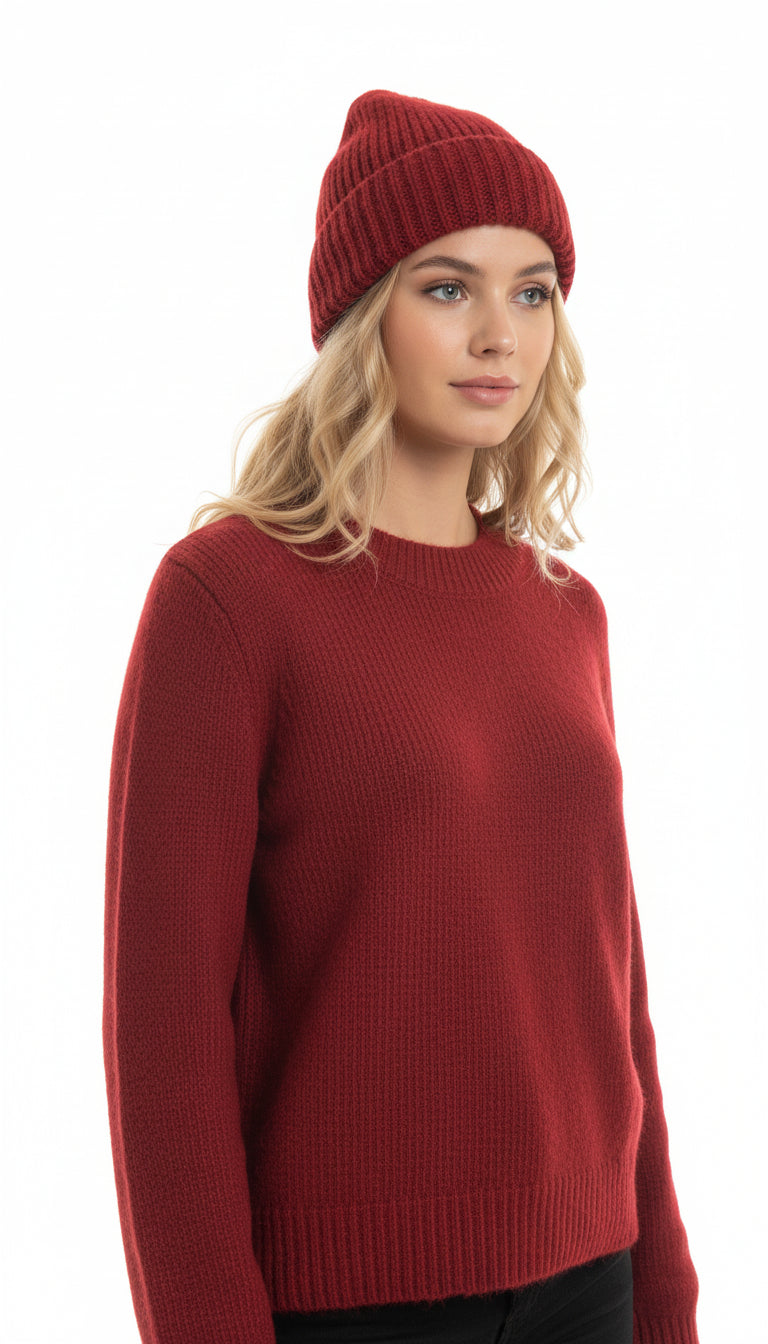 Pullover, R-Neck, ruby red