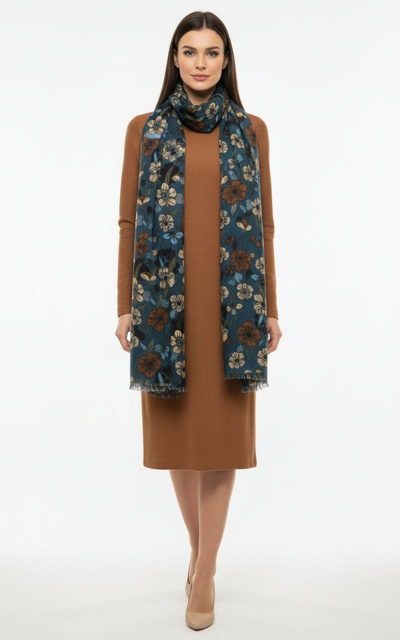 Kleid langarm m.Taschen, cognac