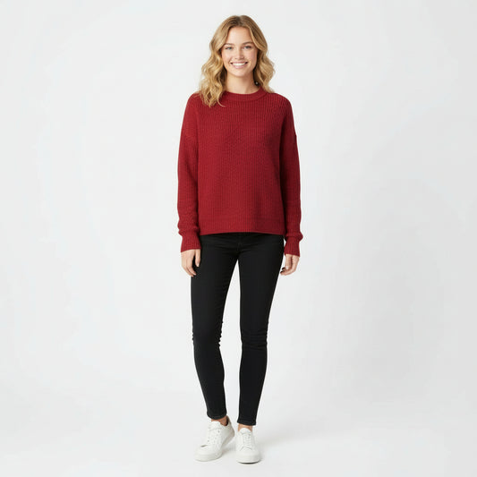 Pullover, R-Neck, ruby red