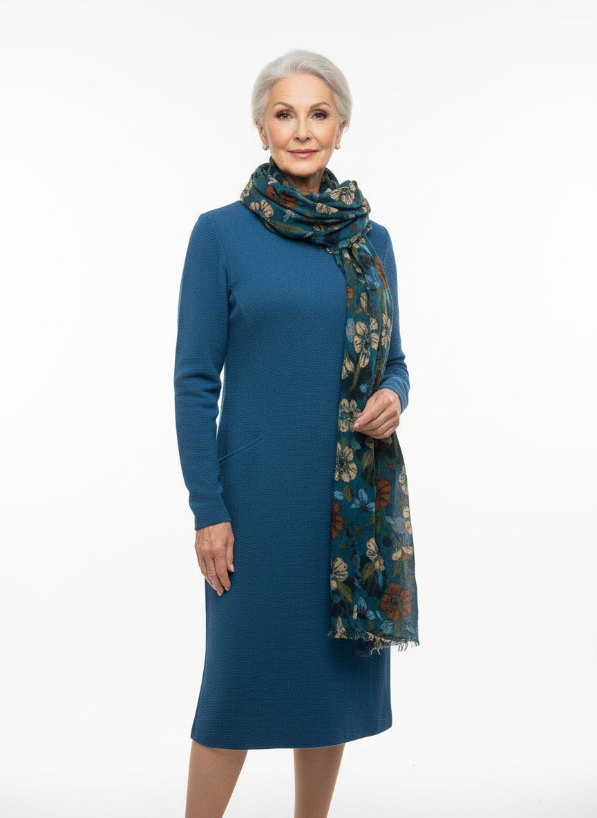 Kleid langarm m. Taschen, dunkelblau