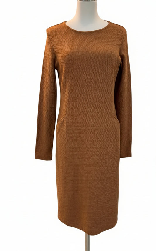 Kleid langarm m.Taschen, cognac
