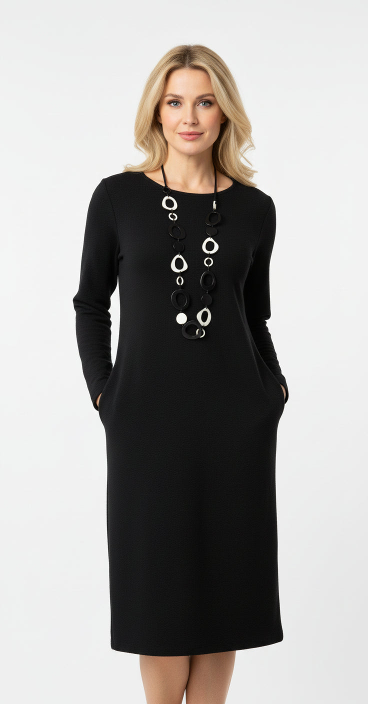 Kleid langarm m.Taschen, black