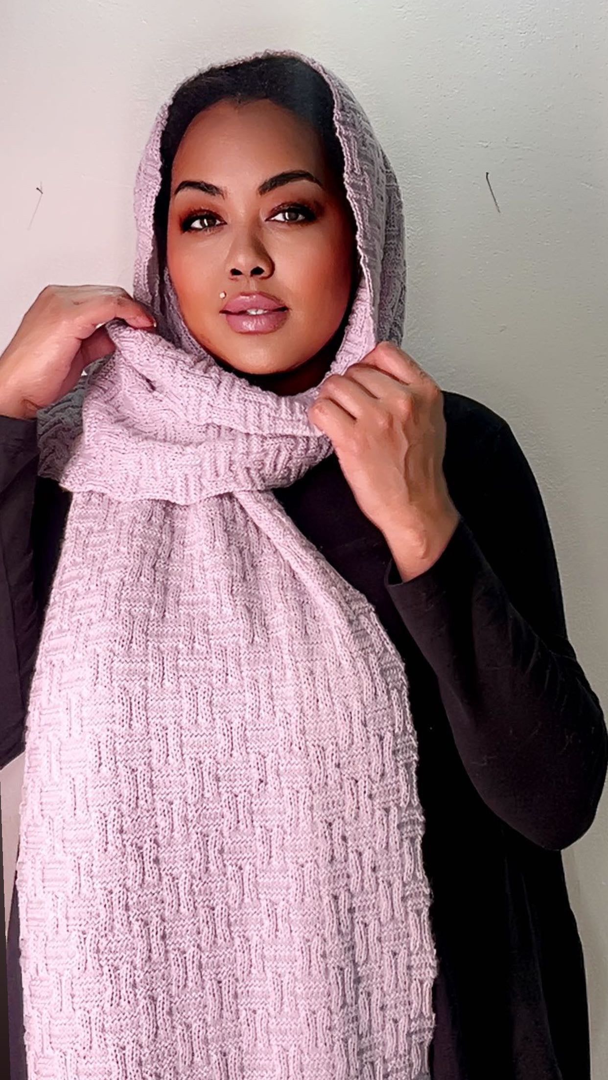 Alpaka Gestrickter Schal, Grau