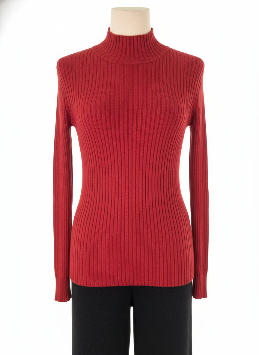 Rippstrick-Pullover, garnet red