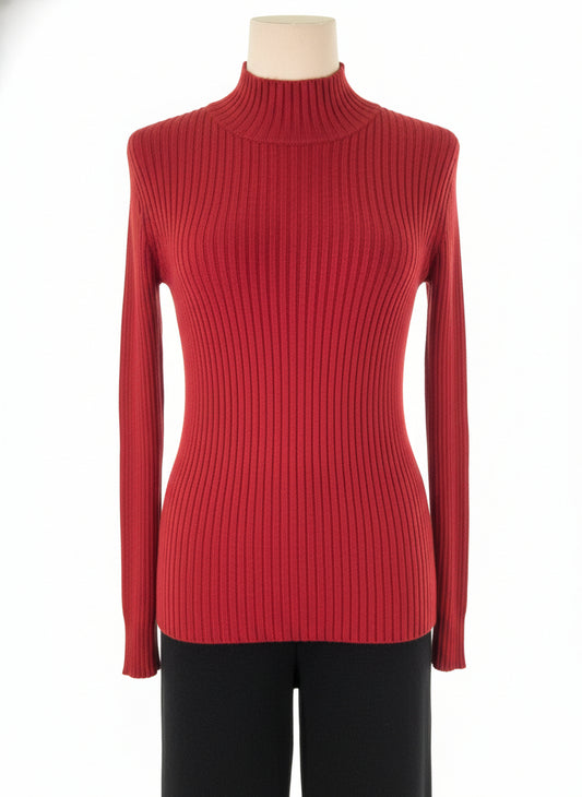 Rippstrick-Pullover, garnet red