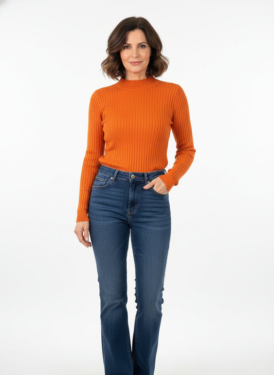 Rippstrick-Pullover, gold flame